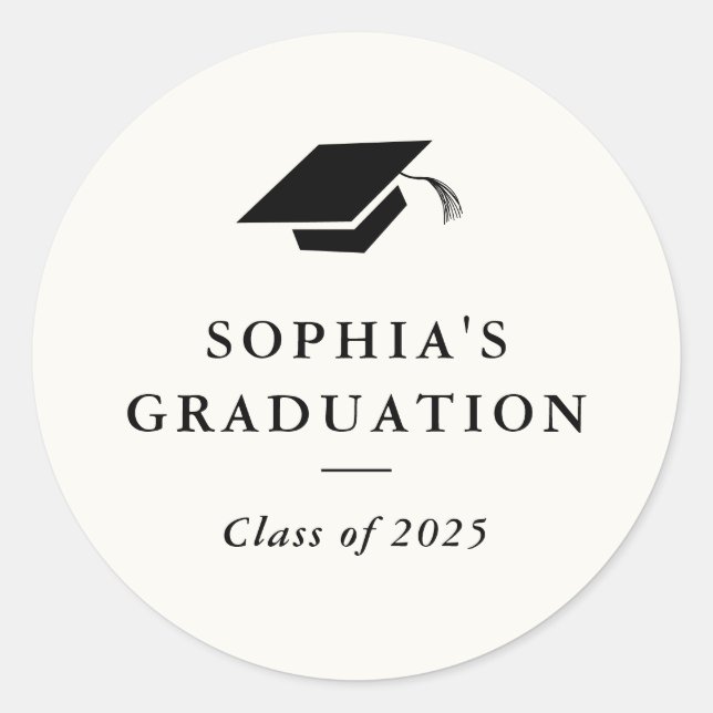 Sticker Rond Sceau simple d'enveloppe de graduation classique (Devant)