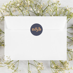 Sticker Rond Sceau simple d'enveloppe de Mariage monogramme