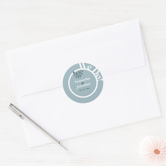 Sticker Rond Sceau simple Mariage bleu (Enveloppe)