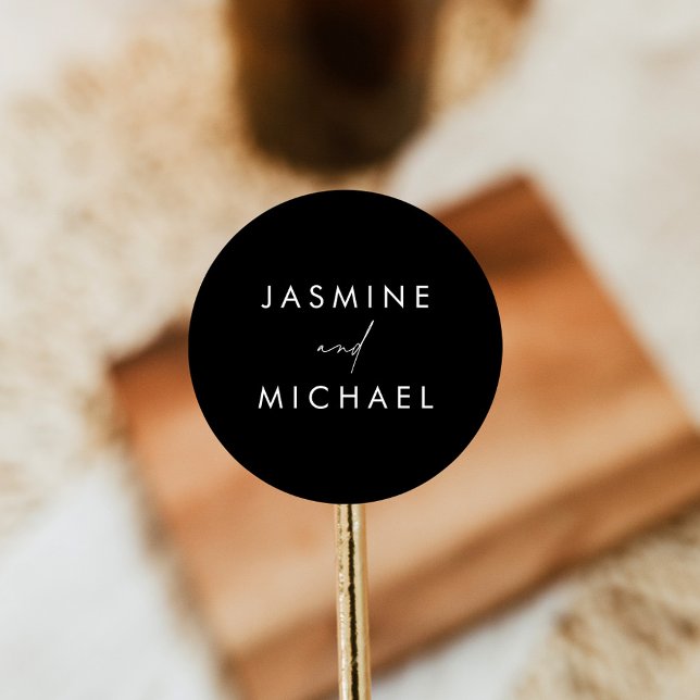 Sticker Rond Sceaux de mariage noirs pour enveloppe à écriture  (Créateur téléchargé)