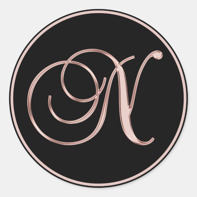 Sticker Rond Sceaux de monogramme de lettre de mariage or rose  (Devant)