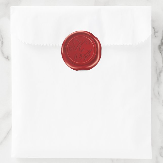 Sticker Rond Sceaux d'enveloppe à initiale de monogramme (Sac)