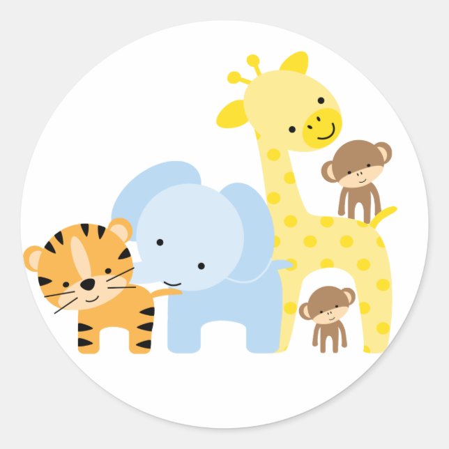 Sticker Rond Sceaux d'enveloppe d'animaux de jungle (Devant)