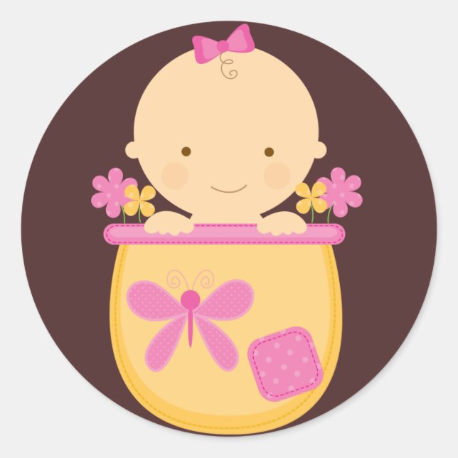 Sticker Rond Sceaux d'enveloppe de bébé Pot de fleurs (Devant)