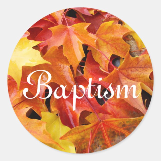 Sticker Rond Sceaux d'enveloppe d'invitation de baptême Feuille (Devant)