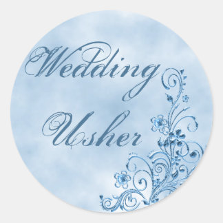 Sticker Rond Sceaux d'enveloppes Usher mariage : Sky Blue Elega