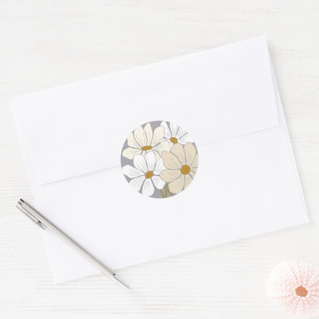 Sticker Rond sceaux d'invitation Simple Daisy (Enveloppe)