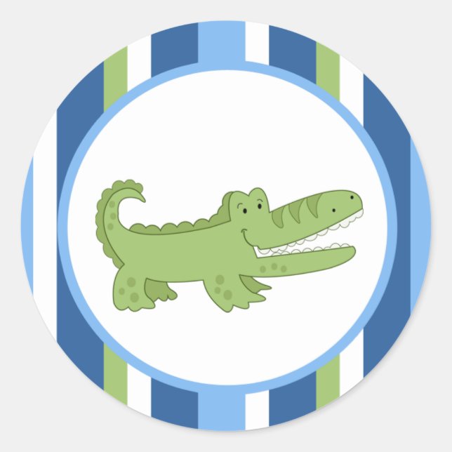 Sticker Rond Sceaux / Hauts d'enveloppe Alligator Bleu/Vert 20 (Devant)