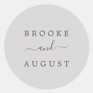 Sticker Rond Sceaux Mariage minimaliste gris argent