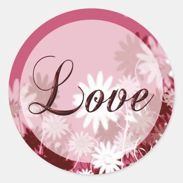 Sticker Rond Scellé Avec L'Invitation Amour Enveloppe Florale S (Devant)