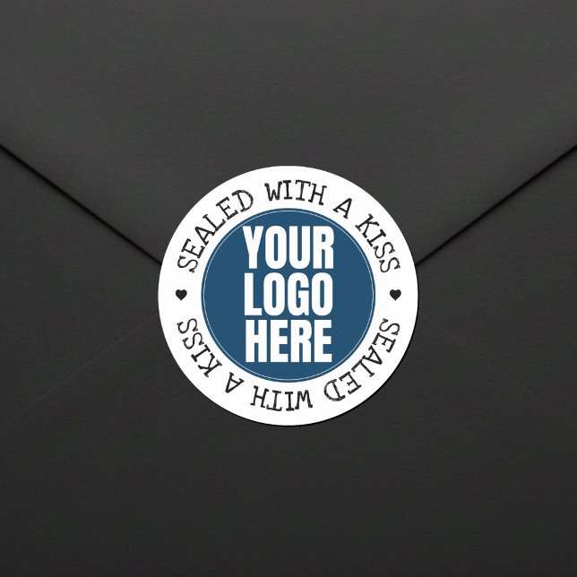 Sticker Rond Scellé avec un baiser Photo de logo d'entreprise (Créateur téléchargé)
