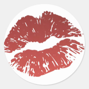 Sticker Rond Scellé Avec Un Baiser Rouge Lip Imprimer Baiser St