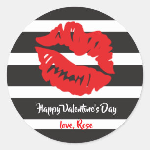 Sticker Rond Scellé avec un baiser Saint Valentin