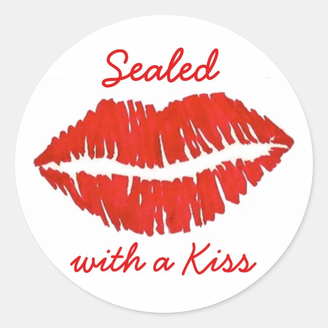 Sticker Rond Scellé avec un baiser Valentine's Day Red Lips (Devant)