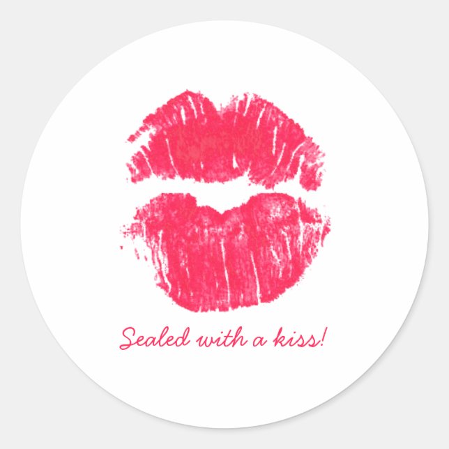 Sticker Rond Scellé avec un Kiss Red Lipstick Saint-Valentin (Devant)