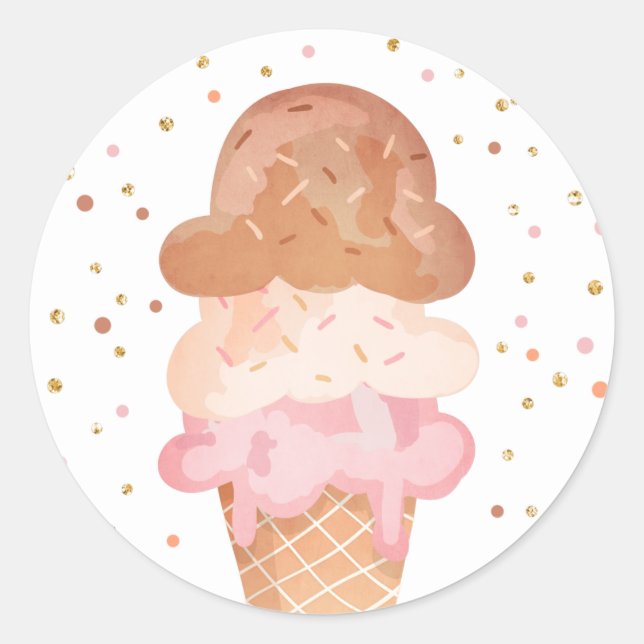 Sticker Rond Scellement d'enveloppe d'anniversaire de glace Sti (Devant)
