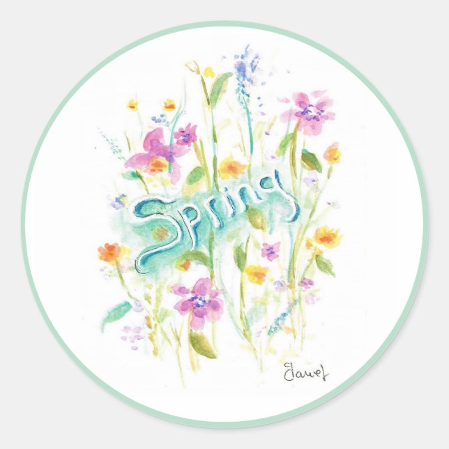 Sticker Rond Sceller à chevalet à fleurs rondes (Devant)