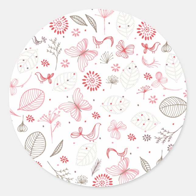 Sticker Rond Sceller à l'enveloppe en fleurs douces (Devant)