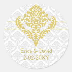 Sticker Rond scellés de l'enveloppe damée jaune
