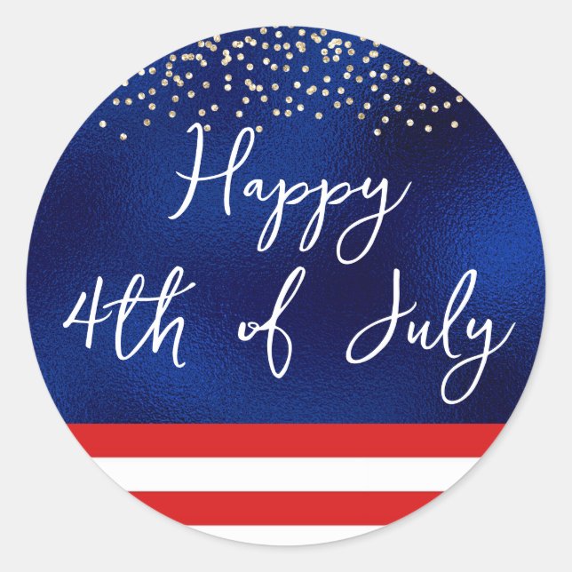 Sticker Rond Scénario 4 juillet Drapeau américain sur feuille d (Devant)