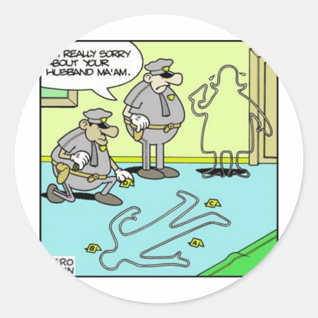 Sticker Rond Scénario Funny Cadeaux policiers et Objets de coll (Devant)