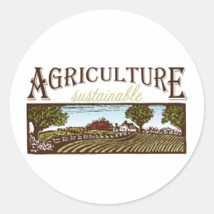 Sticker Rond Scène de ferme d'agriculture durable