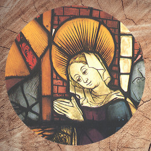 Sticker Rond Scène de la Nativité de Noël Vintage en Verre