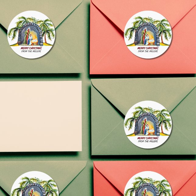 Sticker Rond Scène de mentorat de la nativité personnalisée2 No (Créateur téléchargé)