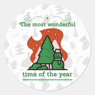 Sticker Rond Scène de Noël