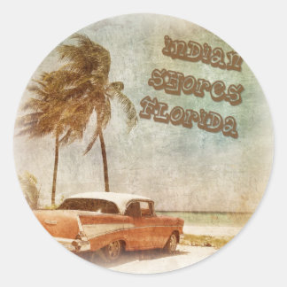 Sticker Rond Scène de plage vintage Indian Shores