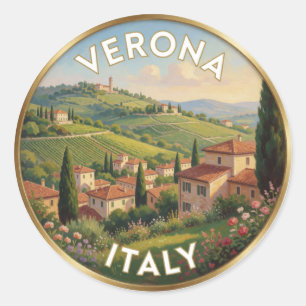 Sticker Rond Scène de voyage à Vérone vignoble collines Italie