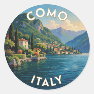 Sticker Rond Scène de voyage alpine du lac de Côme Italie 