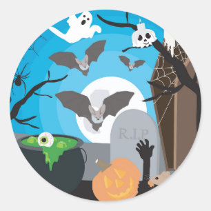 Sticker Rond Scène d'Halloween