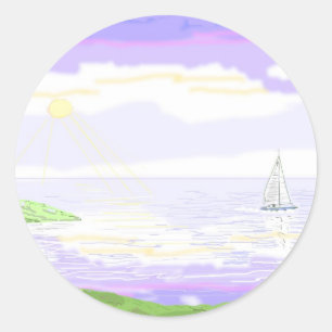 Sticker Rond Scène maritime