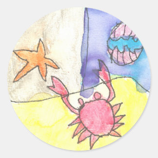 Sticker Rond Scène océanique de Karate Kat