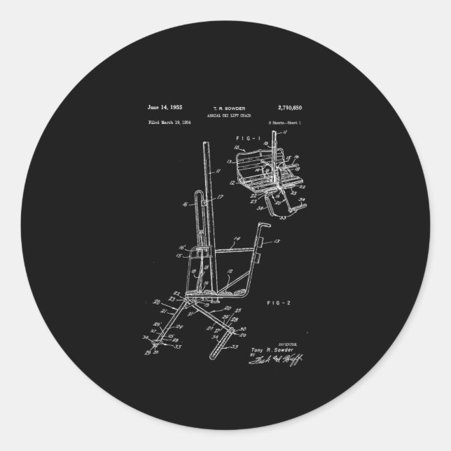 Sticker Rond Schéma De Chaise De Remontée De Ski (Devant)