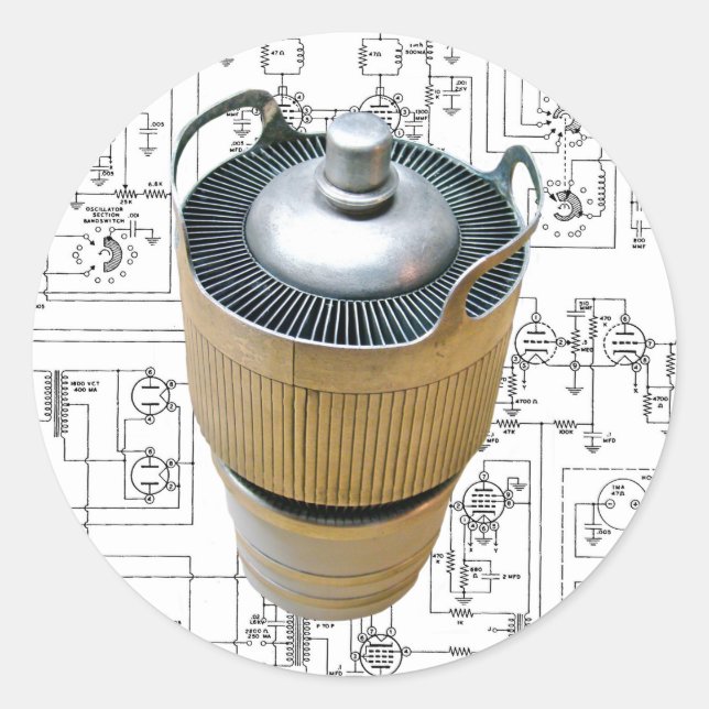 Sticker Rond Schéma du tube de transmission en céramique (Devant)