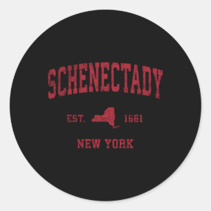Sticker Rond Schenectady New York Ny Sports Red Print