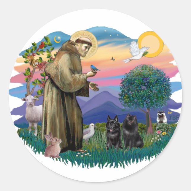 Sticker Rond Schipperke (deux) (Devant)