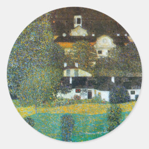 Sticker Rond Schloss Kammer sur l'Attersee II Par Gustav Klimt