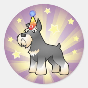 Sticker Rond Schnauzer d'anniversaire