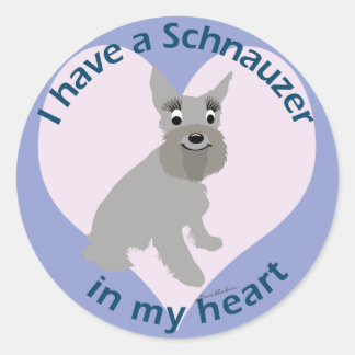 Sticker Rond Schnauzer dans mon coeur