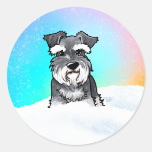 Sticker Rond Schnauzer d'hiver