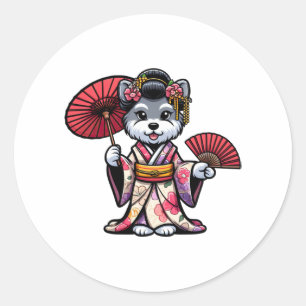 Sticker Rond Schnauzer Dog Kimono