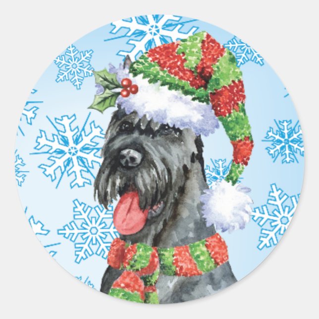Sticker Rond Schnauzer géant de Noël (Devant)