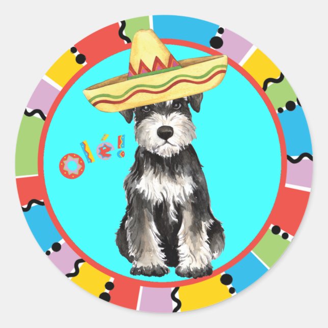 Sticker Rond Schnauzer miniature Fiesta (Devant)