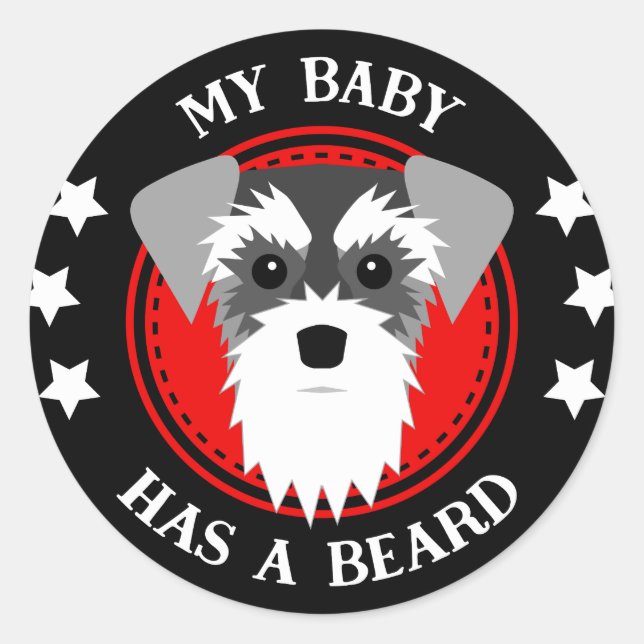 Sticker Rond Schnauzer miniature Mon bébé a une barbe (Devant)