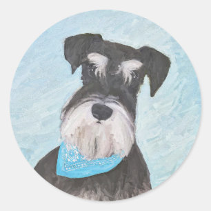 Sticker Rond Schnauzer (Miniature) Peinture - Chien original mi