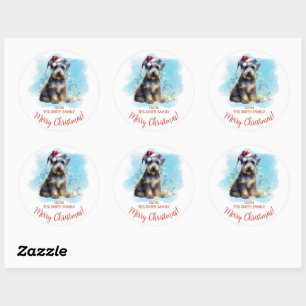 Sticker Rond Schnauzer Noël personnalisé