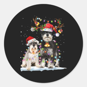 Sticker Rond Schnauzer Reindeer Noël Noël Noël
